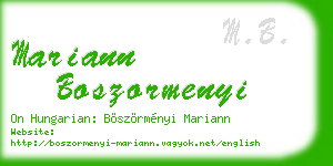mariann boszormenyi business card