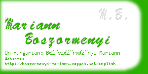 mariann boszormenyi business card